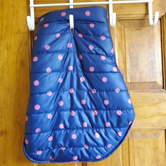 Top Paw Other - Top Paw Navy Blue & Pink Polka-dot Puffer‎ Dog Coat Jacket Vest Winter Large